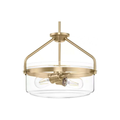Lámpara Colgante Semiempotrada Dorada con Pantalla de Cristal 2 Luces E27 120W Interior