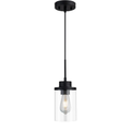 Lámpara colgante mini industrial negro mate vidrio claro cilíndrico para techo