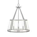 Lámpara Colgante Níquel con Campana de Vidrio Transparente 4 Luces E12 240W Interior Atenuable