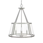 Lámpara Colgante Níquel con Campana de Vidrio Transparente 4 Luces E12 240W Interior Atenuable