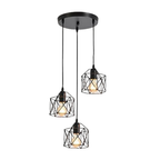 Lámpara Colgante Techo 3 Luces Negro Jaula Geométrica LED E26 60W Interior