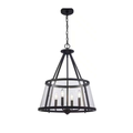Lámpara Colgante Negra con Vidrio Transparente 4 Luces E12 240W Interior Atenuable