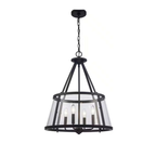Lámpara Colgante Negra con Vidrio Transparente 4 Luces E12 240W Interior Atenuable