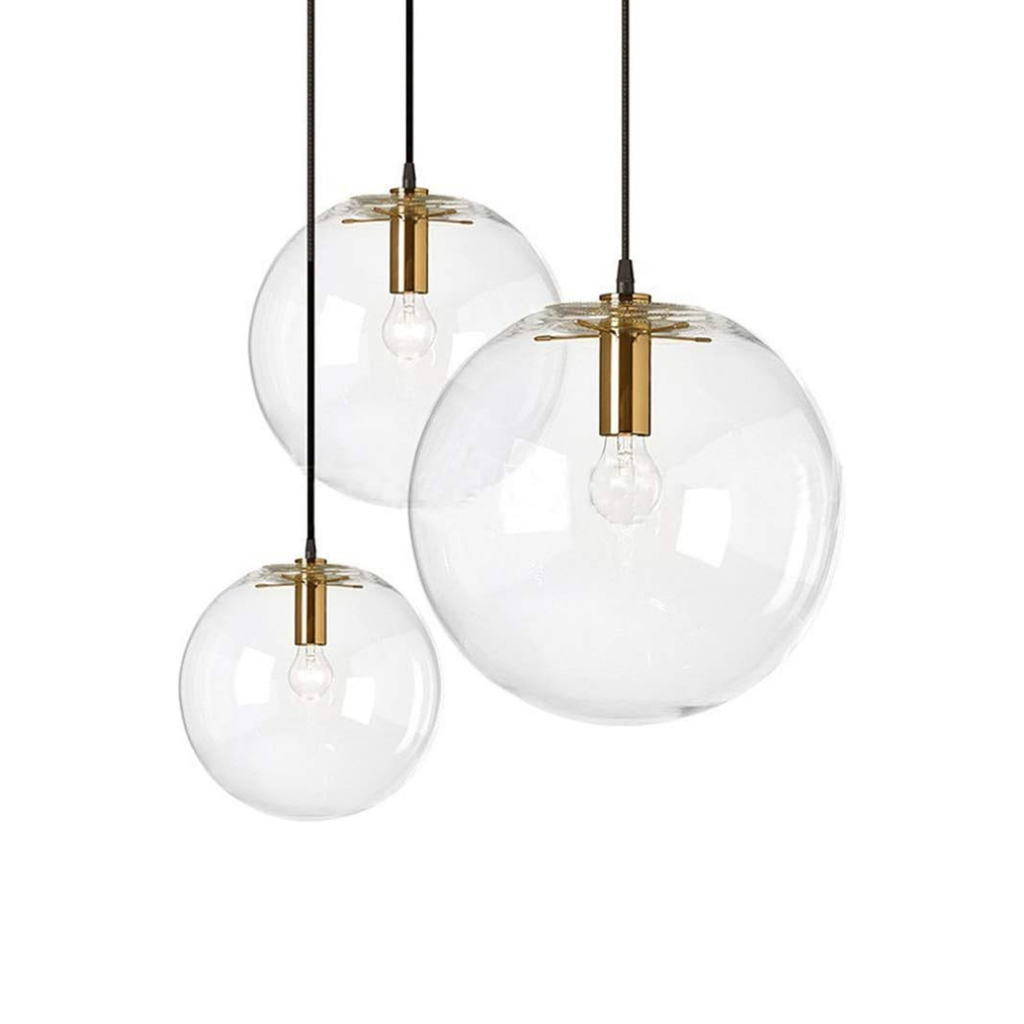 Lámpara Colgante Esfera de Cristal Blanco Transparente 1 Luz LED E27 60W Interior