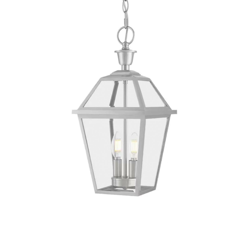 Lámpara Colgante Exterior Acero Inoxidable Farol con Cadena 2 Luces 120W