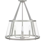 Lámpara Colgante Níquel con Campana de Vidrio Transparente 4 Luces E12 240W Interior Atenuable
