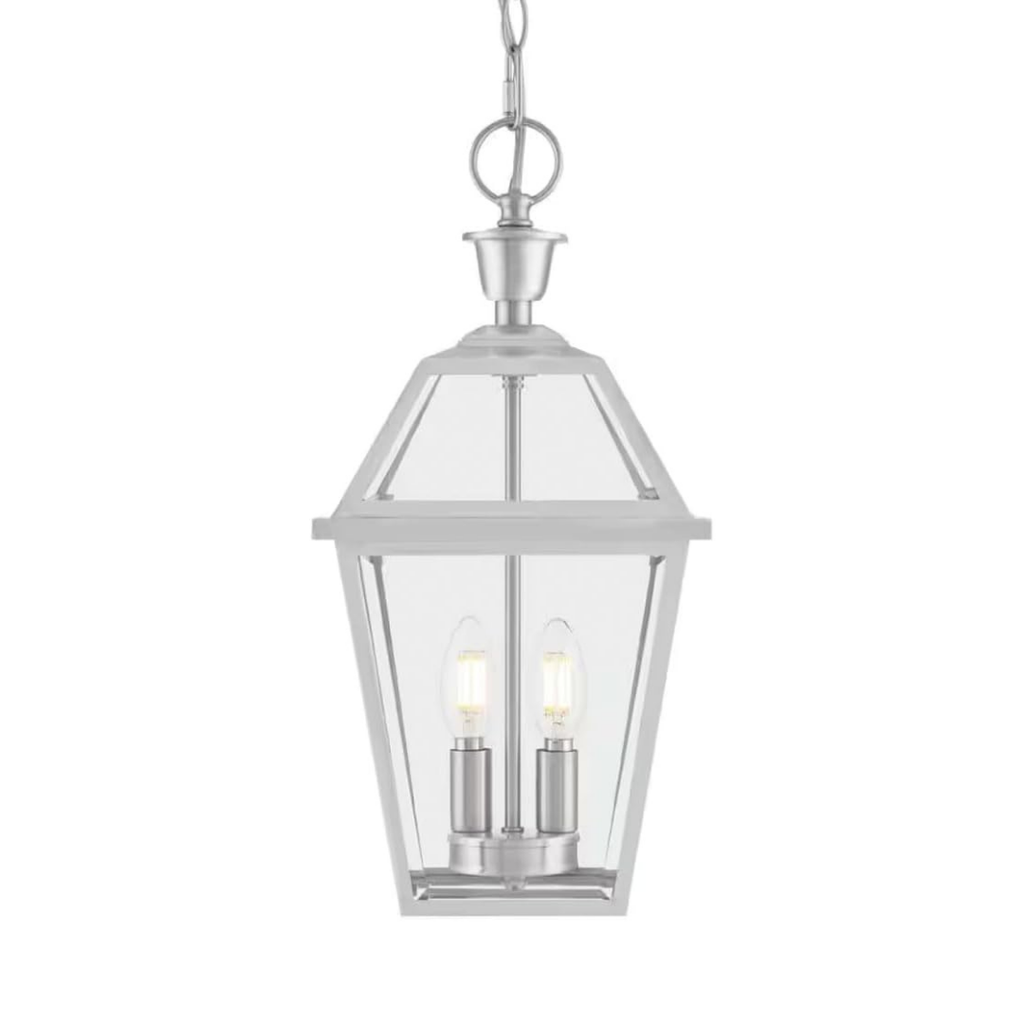 Lámpara Colgante Exterior Acero Inoxidable Farol con Cadena 2 Luces 120W