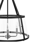 Lámpara Colgante Negra con Vidrio Transparente 4 Luces E12 240W Interior Atenuable