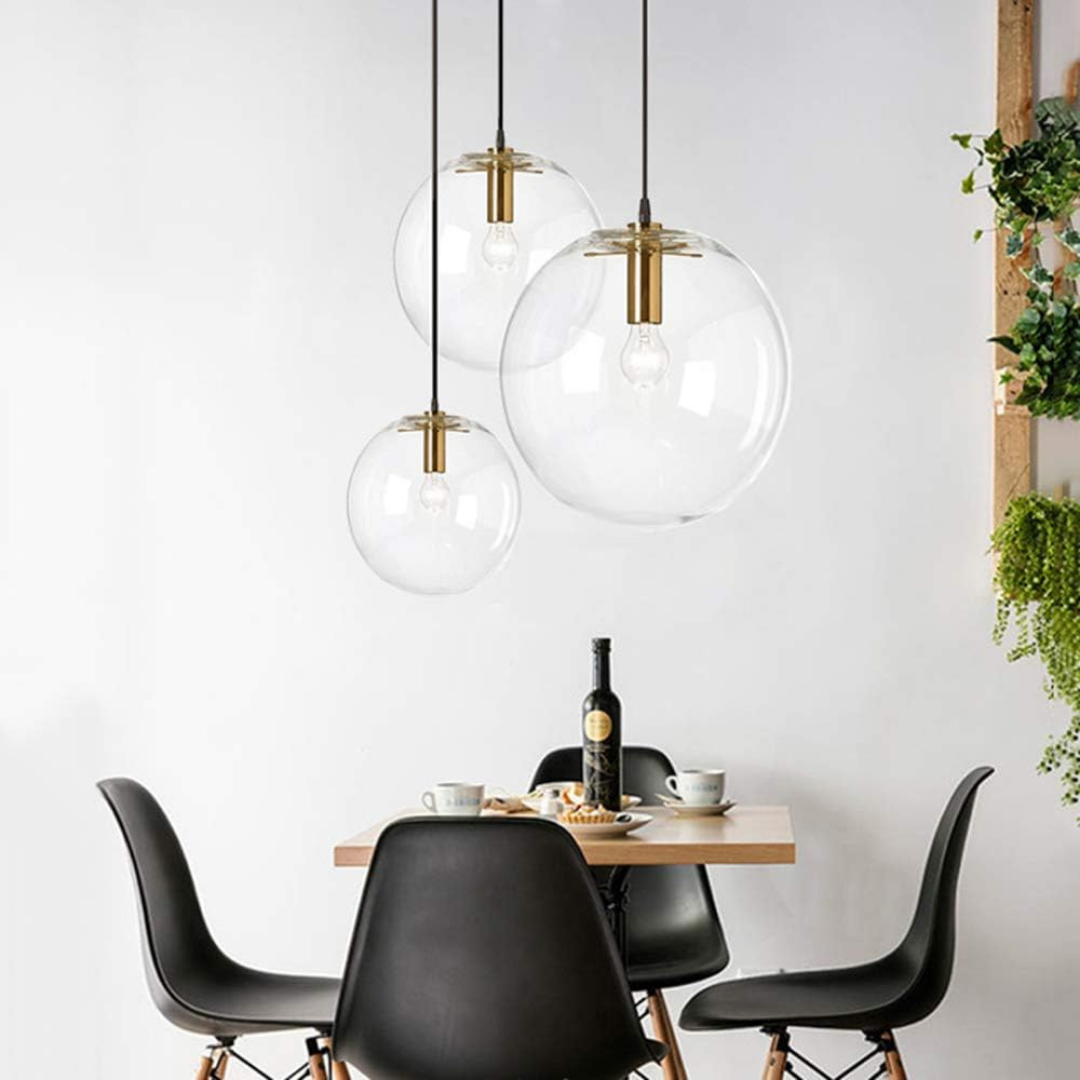 Lámpara Colgante Esfera de Cristal Blanco Transparente 1 Luz LED E27 60W Interior