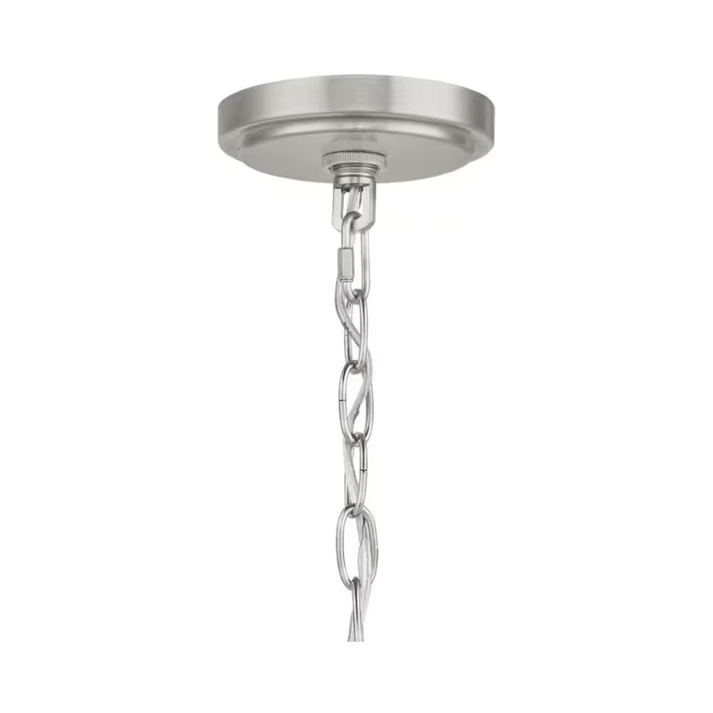 Lámpara Colgante Níquel con Campana de Vidrio Transparente 4 Luces E12 240W Interior Atenuable