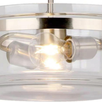 Lámpara Colgante Semiempotrada Dorada con Pantalla de Cristal 2 Luces E27 120W Interior