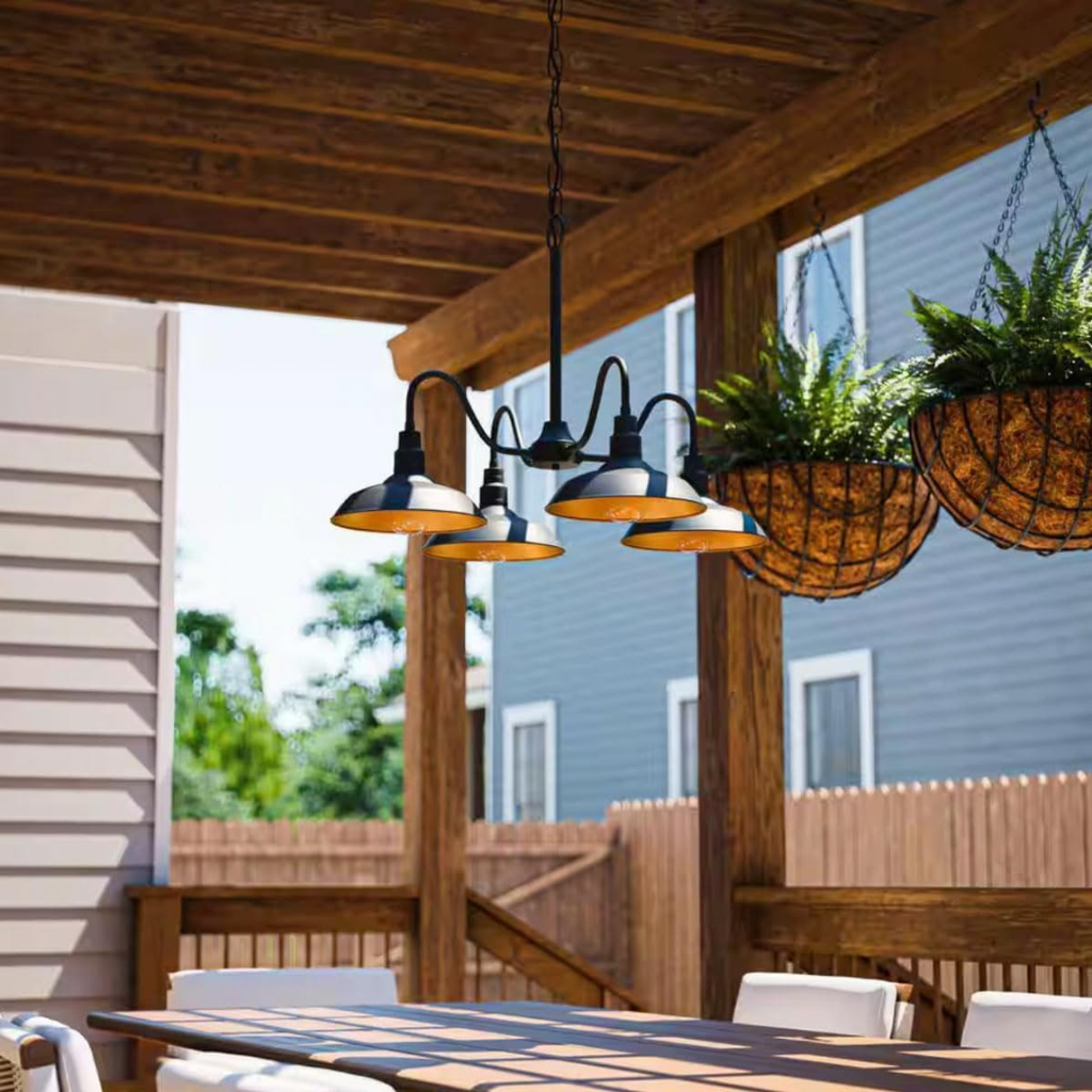 Lámpara Colgante en Níquel con Vidrio Transparente 4 Luces E12 - Farol Moderno para Interior