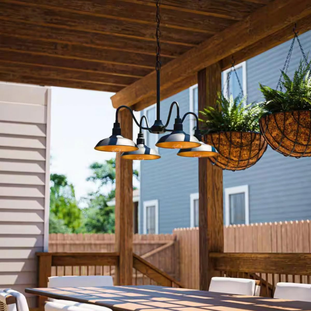 Lámpara Colgante en Níquel con Vidrio Transparente 4 Luces E12 - Farol Moderno para Interior