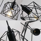 Lámpara Colgante Techo 3 Luces Negro Jaula Geométrica LED E26 60W Interior