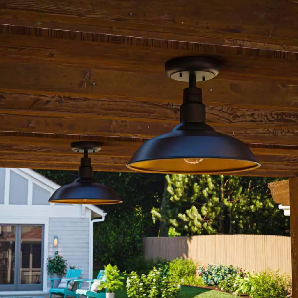Lámpara de Techo Exterior Negro Mate Resistente al Agua 1 Luz E27 100W