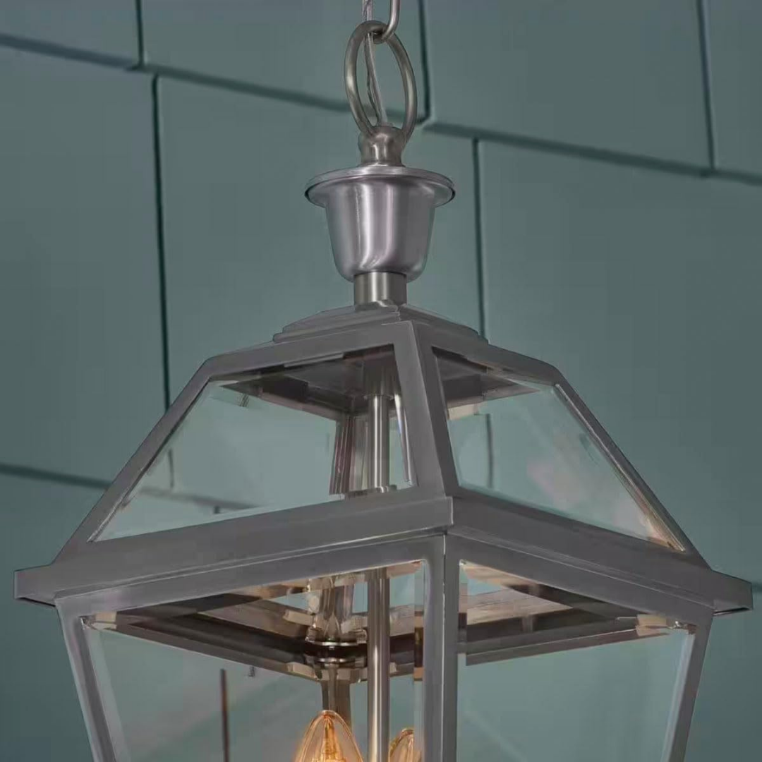 Lámpara Colgante Exterior Acero Inoxidable Farol con Cadena 2 Luces 120W