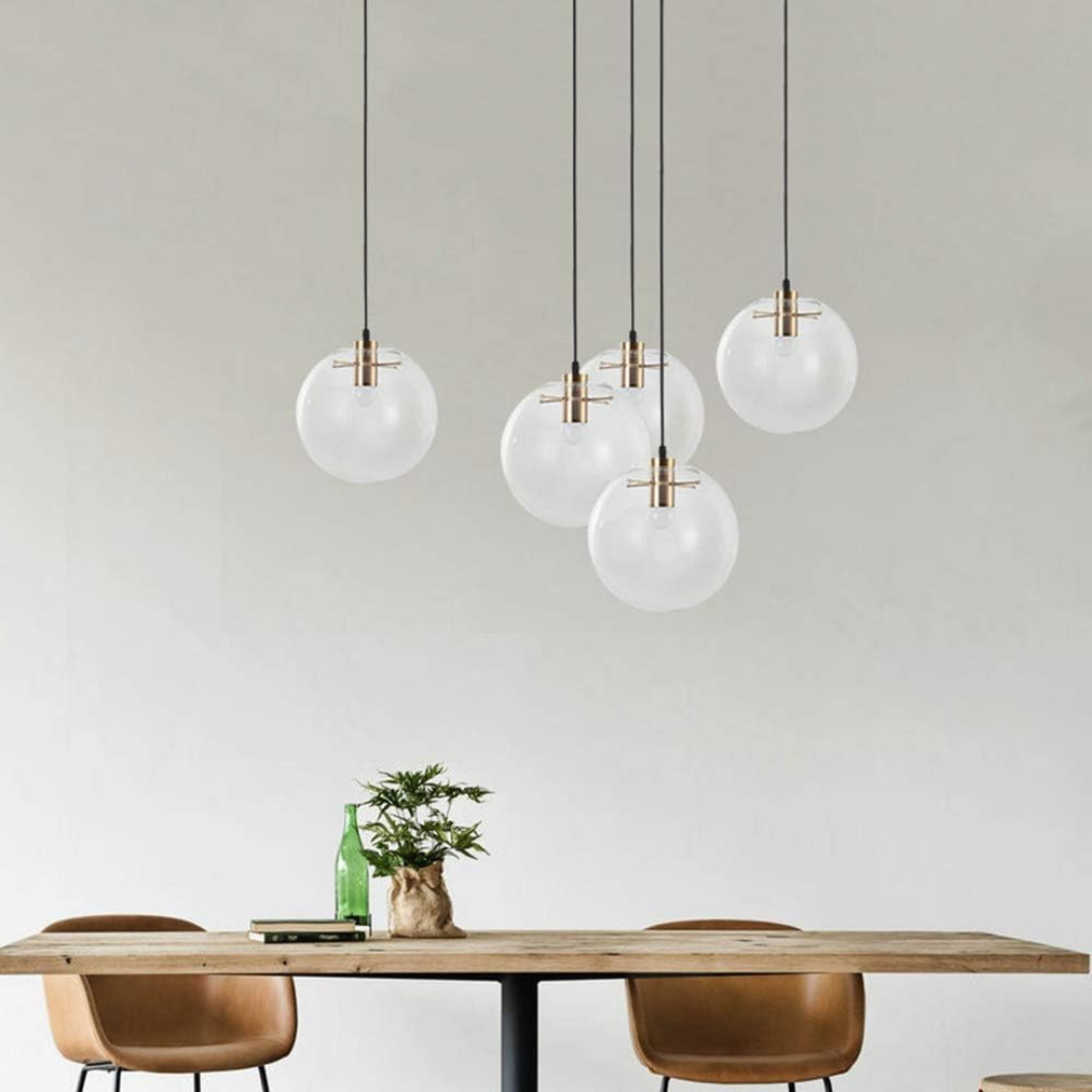Lámpara Colgante Esfera de Cristal Blanco Transparente 1 Luz LED E27 60W Interior