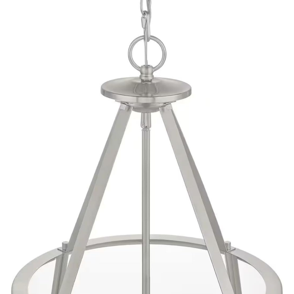 Lámpara Colgante Níquel con Campana de Vidrio Transparente 4 Luces E12 240W Interior Atenuable