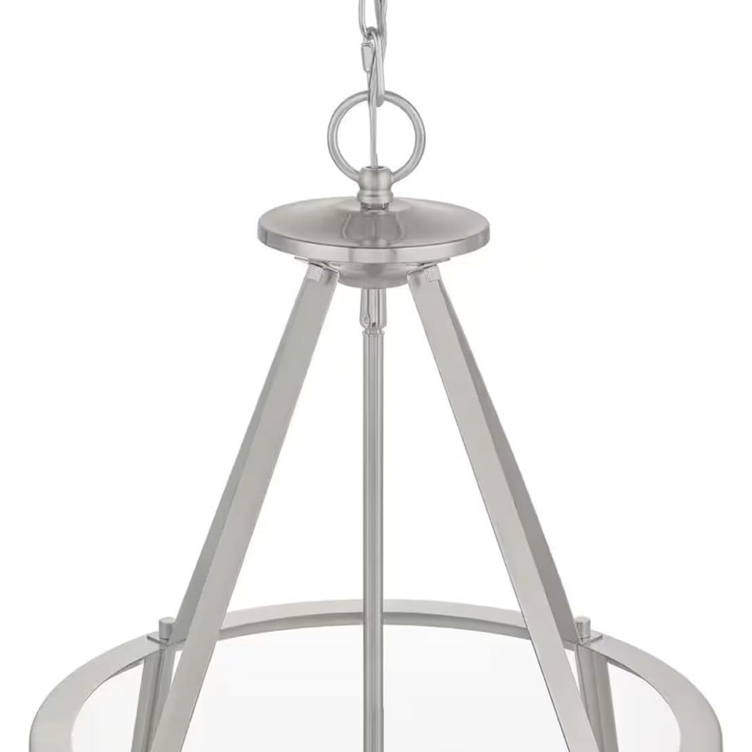 Lámpara Colgante Níquel con Campana de Vidrio Transparente 4 Luces E12 240W Interior Atenuable